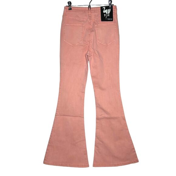 Sandrine Rose High Rise Flare Pull On Denim Jeans Stretch Pink 27 NWT Bohemian - Picture 3 of 9